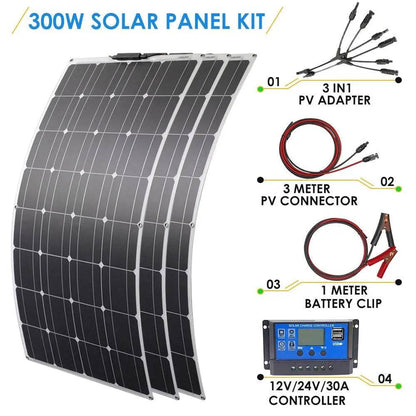 Solar Panel Monocrystalline Charger 500w 300w 200w Energy Systems 12v  Cell Diy  Module Camping Car - 54Grid - Renewable Energy Store