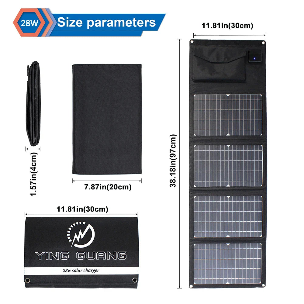 Solar Panel Charger Upgraded 28W 21W 14W Portable  Double USB 5V 18V DC Camping Foldable Solar Panel For Phone Charge Power Bank 54Grid - Renewable Energy Store