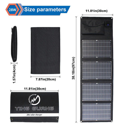 Solar Panel Charger Upgraded 28W 21W 14W Portable  Double USB 5V 18V DC Camping Foldable Solar Panel For Phone Charge Power Bank 54Grid - Renewable Energy Store