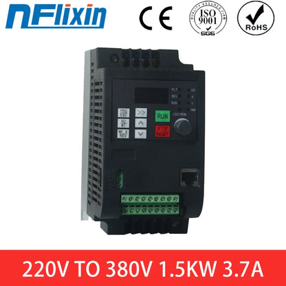 Single Phase to 3 Phase Converter, 220V In to 380V Out, VFD AC Frequency Inverter for 1.5KW, 2.2KW, 4KW, 5.5KW, 7.5KW, 11KW by 54Grid - Renewable Energy Store