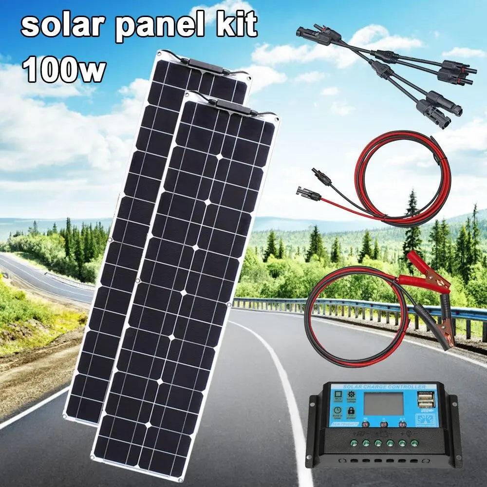 Solar Power Panel Kit 100 watt 50w 16v 12v Strip Shape Monocrystalline Cell Flexible - 54Grid - Renewable Energy Store