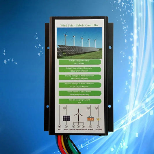 Wind Solar Hybrid Controller Waterproof 400W Wind and 500W Solar 600W Wind and 1000W Solar, 12/24V Auto Detect - 54Grid - Renewable Energy Store