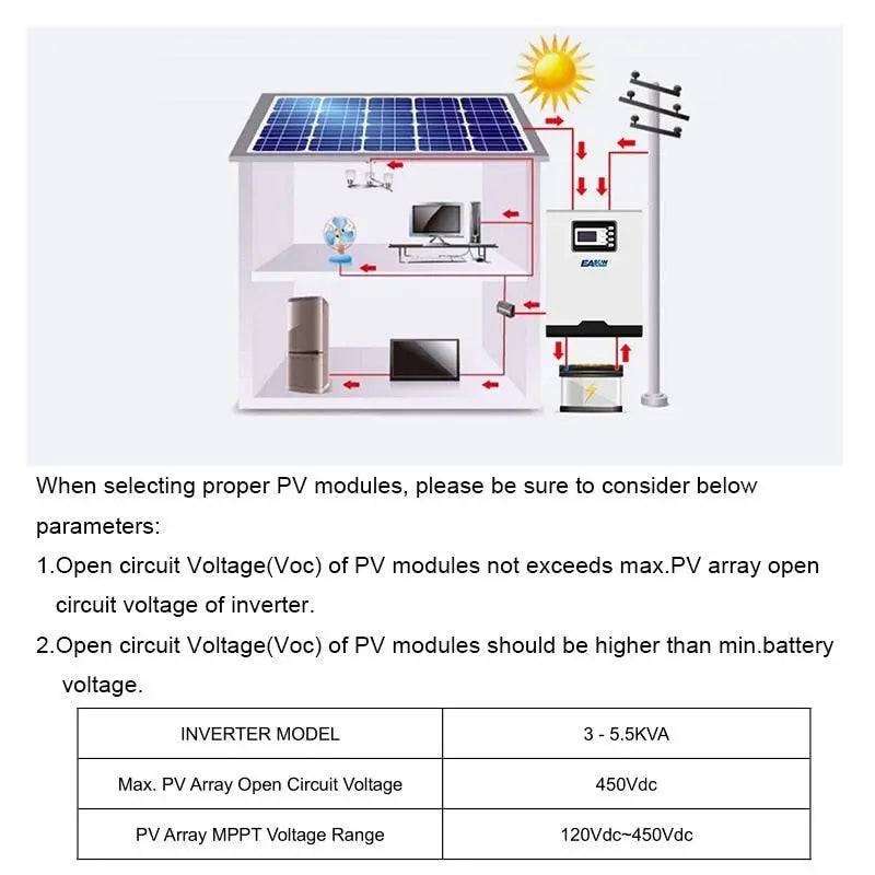 Bluetooth Solar Inverter 11000W Off Grid Pure Sine Wave Inverter 500Vdc 100A MPPT 48V Battery Charger parallel 1 Phase&amp;3 Phase - 54Grid - Renewable Energy Store