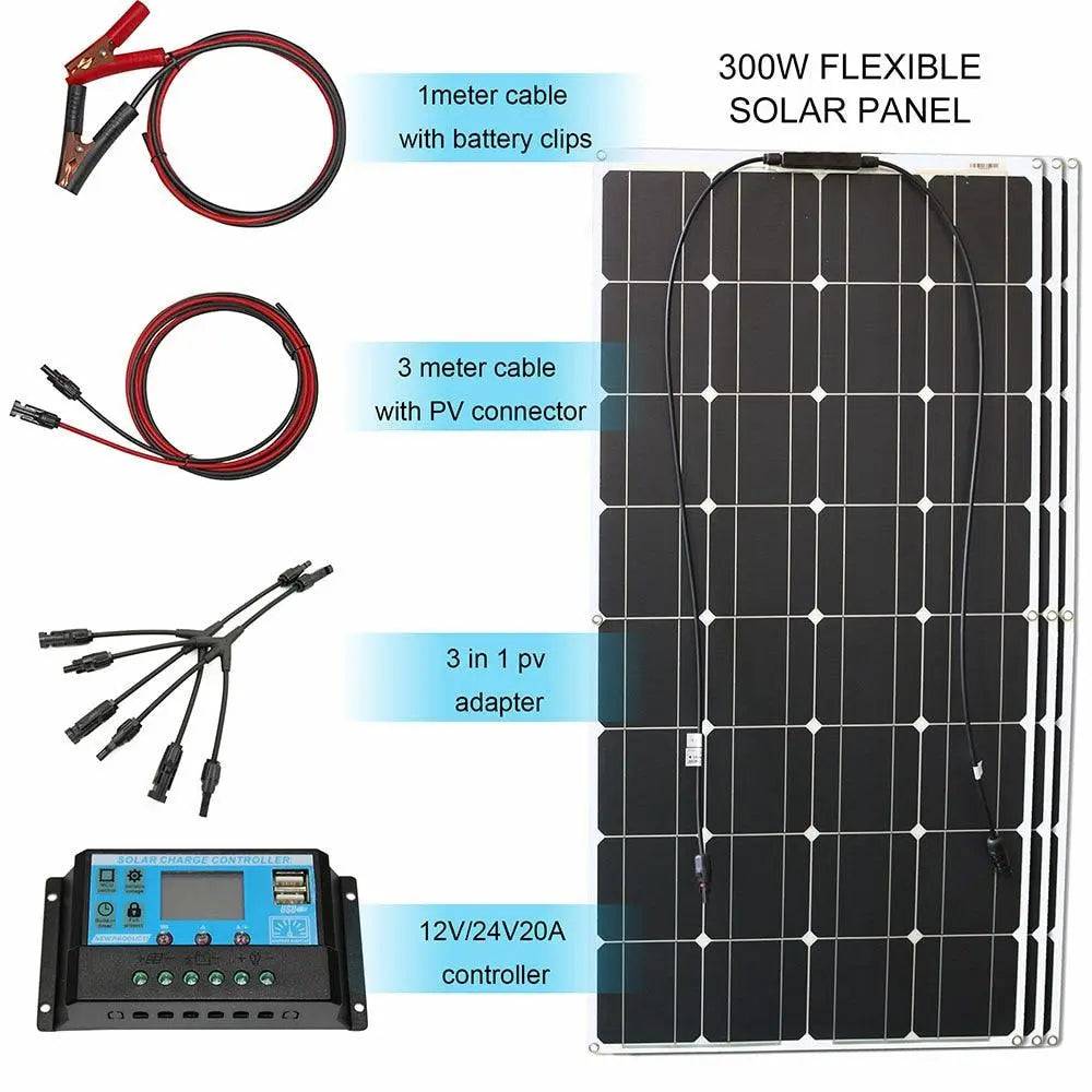 Solar Panels Flexible 100/200/300W solar controller 12V  battery charger - 54Grid - Renewable Energy Store