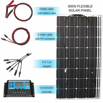 Solar Panels Flexible 100/200/300W solar controller 12V  battery charger - 54Grid - Renewable Energy Store