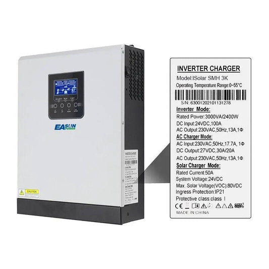 Hybrid Inverter Off Grid Pure Sine Wave 3KVA 2400W 230VAC Battery Charger 50/60Hz - 54Grid - Renewable Energy Store