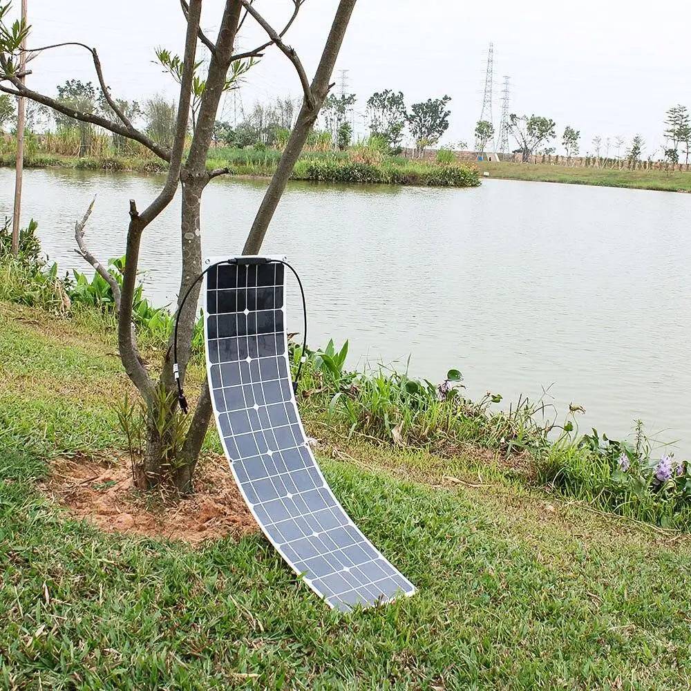 Solar Power Panel Kit 100 watt 50w 16v 12v Strip Shape Monocrystalline Cell Flexible - 54Grid - Renewable Energy Store