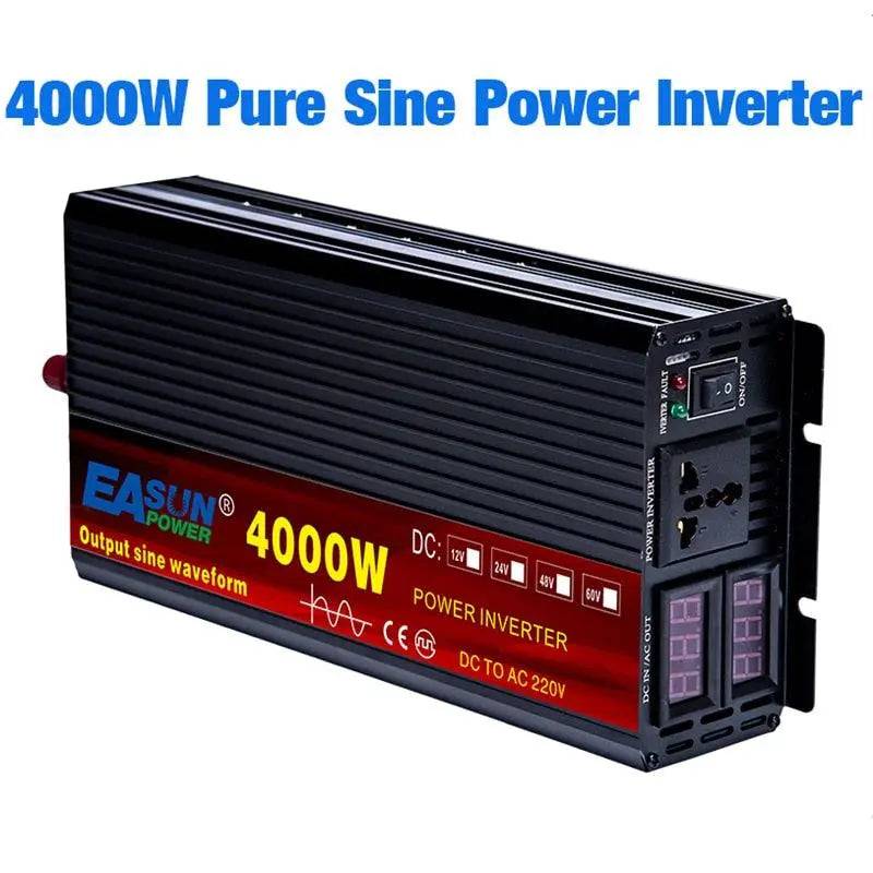 Pure Sine Wave Power Inverter 2000W 3000W 4000W Voltage Transformer 12V 24V 220V  Converter With 2 LED Display DC 12V to AC 230V - 54Grid - Renewable Energy Store