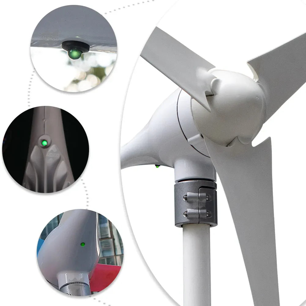 Wind Turbine High Efficient 600W Generator 12V 24V Home Small Windmill LED Indicate Light Free MPPT Charge Controller 54Grid - Renewable Energy Store