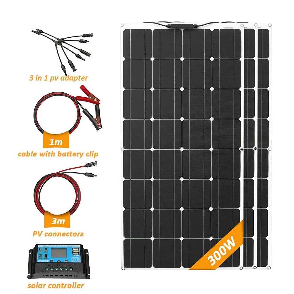 Home Solar Panel  Flexible Diy China 1000w 300w 200w Battery System 12v High Efficiency Solar Power Cell Charger - 54Grid - Renewable Energy Store