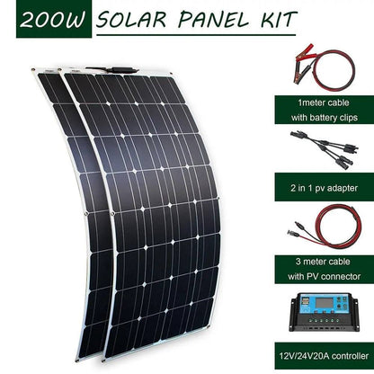 Solar Panel Kit 100/200/300 W Off Grid Flexible 12V Wateproof - 54Grid - Renewable Energy Store