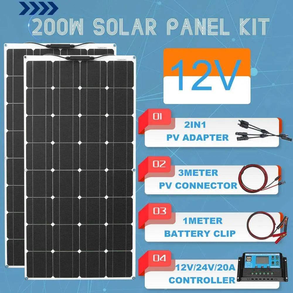 Solar Panel Flexible Monocrystalline 100/200/300/400 W For 12/24V Battery Charger - 54Grid - Renewable Energy Store