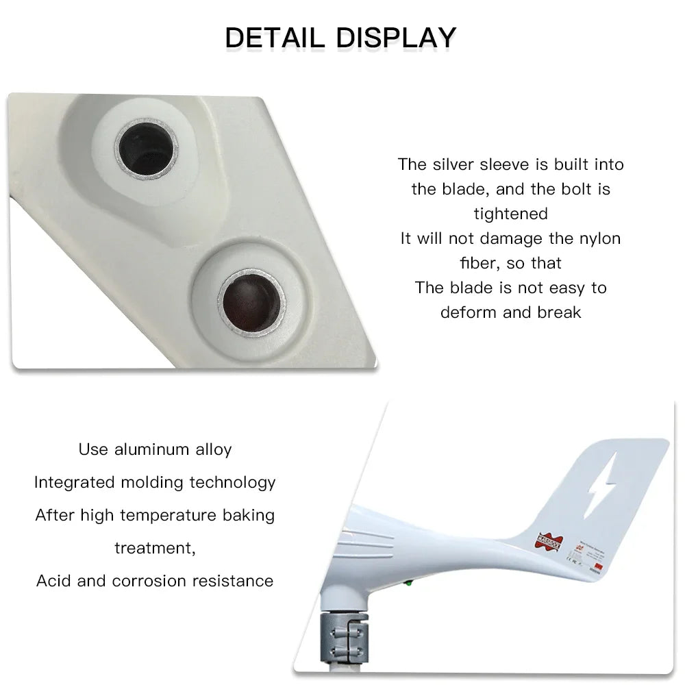 Wind Turbine High Efficient 600W Generator 12V 24V Home Small Windmill LED Indicate Light Free MPPT Charge Controller 54Grid - Renewable Energy Store