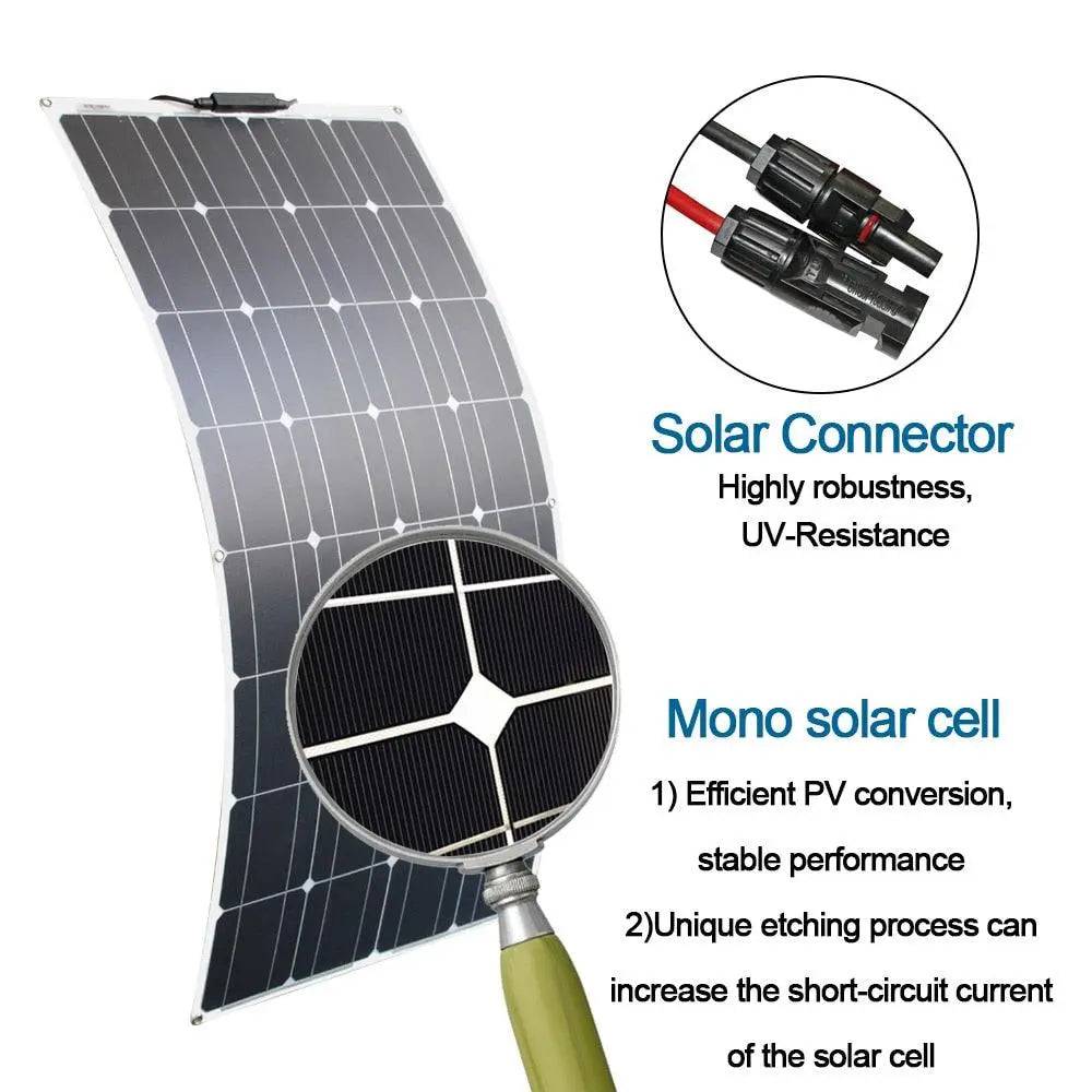 Solar Panel System Kit Flexible 200w 300w Diy Portable Energy Set 12v 18v 24v Home /Battery Power Charger - 54Grid - Renewable Energy Store