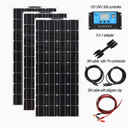 Solar panel kit Flexible Module 18V 120W 240w 360w 480w 600w 720w 12V or 24v photovoltaic for Motorhome Battery  Home Charger - 54Grid - Renewable Energy Store