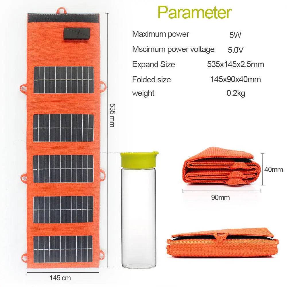5W Portable Solar Panel Charger 5V 1A USB Out- No Batt for Outdoors Power Bank - 54Grid - Renewable Energy Store