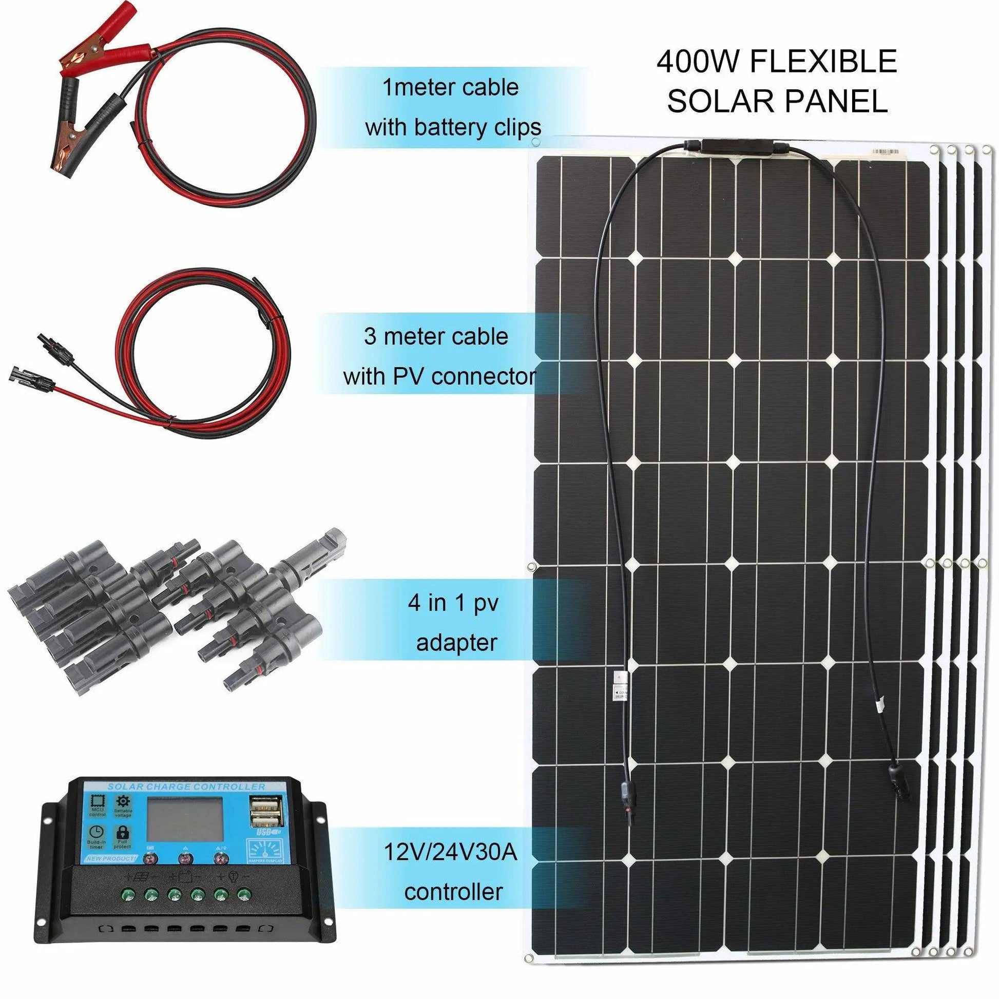 Solar Panel Kit Complete 400/300/200/100 Watts Flexible Solar 12V - 54Grid - Renewable Energy Store