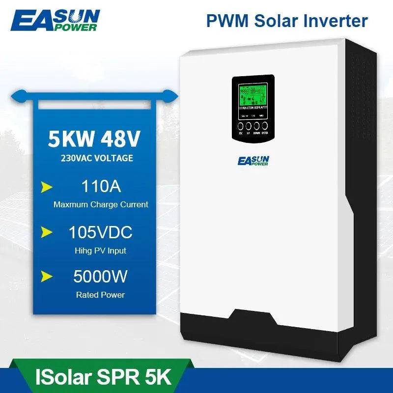 Solar Inverter 5KW Output Pure Sine Wave 220VAC Solar Charge Controller With 60A AC Charge  50A PWM 48V - 54Grid - Renewable Energy Store