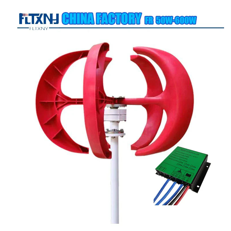 Wind Turbine Power 500w Vertical Windmills Generator 12v/24v With MPPT Charge Regulator Quite And Efficient For Home Use by 54Grid - Renewable Energy Store