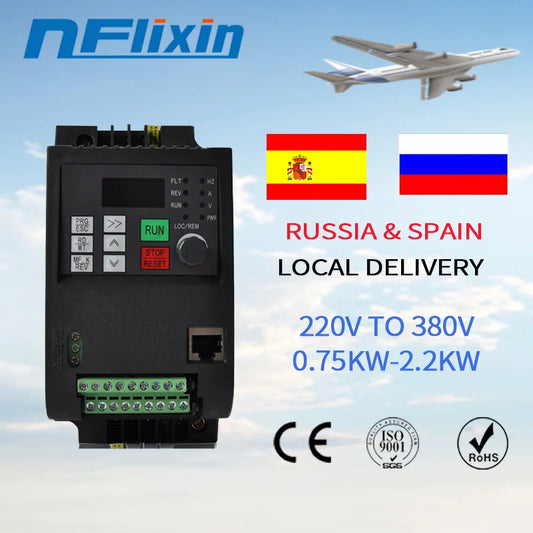Frequency Converter Adjustable Speed VFD Inverter 1.5KW/2.2KW/4KW/5.5KW/7.5KW/11KW 3P 220V to 380V for Motor Frequency inverter by 54Grid - Renewable Energy Store
