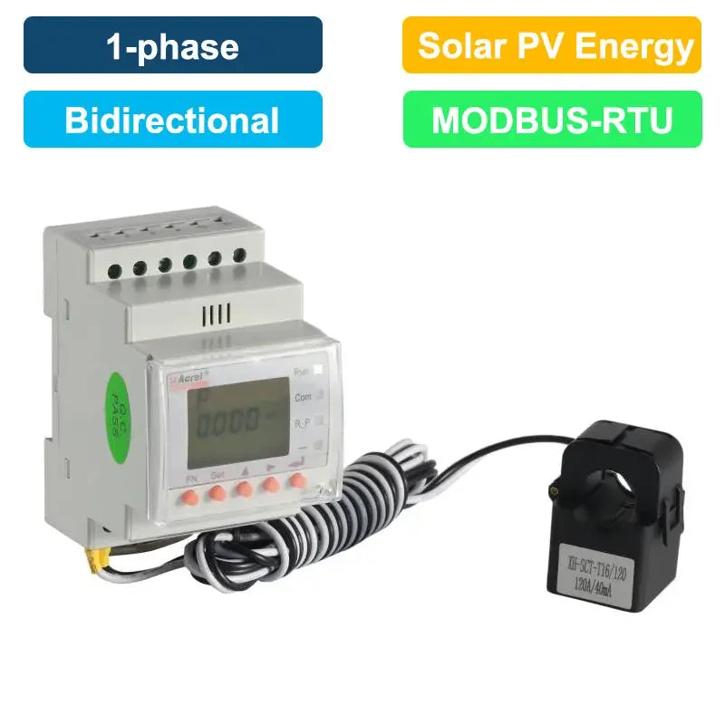 Acrel ACR10R-D16 Bidirectional Single Phase Energy Meter with 120A Split Core Ct RS485 Modbus-RTU for Solar Solis Inverter