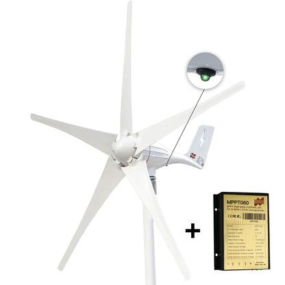 Wind Turbine High Efficient 600W Generator 12V 24V Home Small Windmill LED Indicate Light Free MPPT Charge Controller - 54Grid - Renewable Energy Store