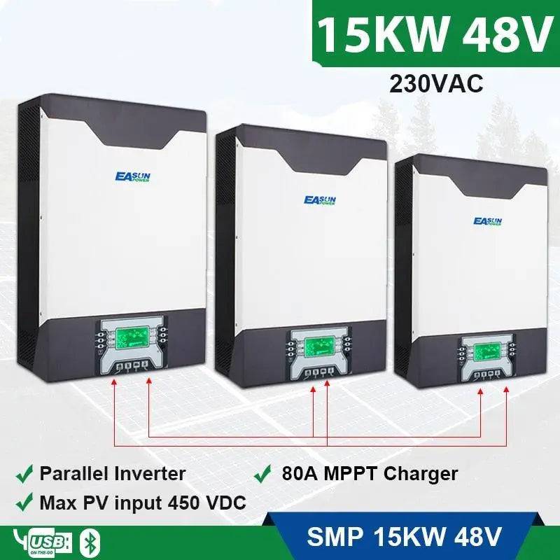Solar Inverter 5000VA/5000W 15KW  Battery Charger 3Phase 80A MPPT Parallel Inverter 48V 230VAC 380V Pure Sine Wave Hybrid Inverter With - 54Grid - Renewable Energy Store