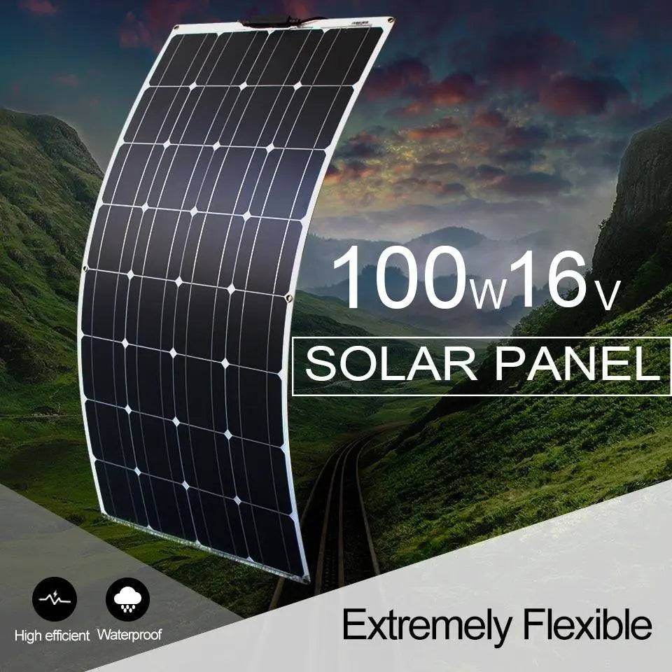 Solar Panel Waterproof 100 W 400w Flexible Set Kit 12v 16v  24v Battery Car Rv Home Outdoor Power Camping Charging - 54Grid - Renewable Energy Store
