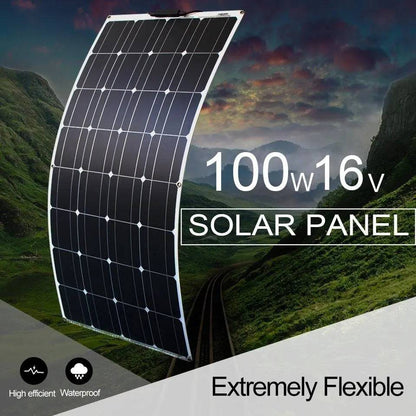 Solar Panel Waterproof 100 W 400w Flexible Set Kit 12v 16v  24v Battery Car Rv Home Outdoor Power Camping Charging - 54Grid - Renewable Energy Store