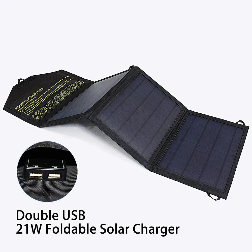 Solar Panel Charger Upgraded 28W 21W 14W Portable  Double USB 5V 18V DC Camping Foldable Solar Panel For Phone Charge Power Bank - 54Grid - Renewable Energy Store