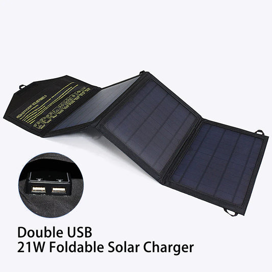 Solar Panel Charger Upgraded 28W 21W 14W Portable  Double USB 5V 18V DC Camping Foldable Solar Panel For Phone Charge Power Bank - 54Grid - Renewable Energy Store