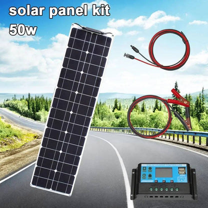 Solar Power Panel Kit 100 watt 50w 16v 12v Strip Shape Monocrystalline Cell Flexible - 54Grid - Renewable Energy Store