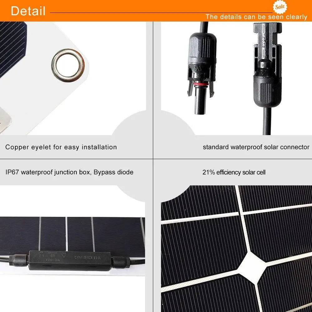 Home Solar Panel  Flexible Diy China 1000w 300w 200w Battery System 12v High Efficiency Solar Power Cell Charger - 54Grid - Renewable Energy Store