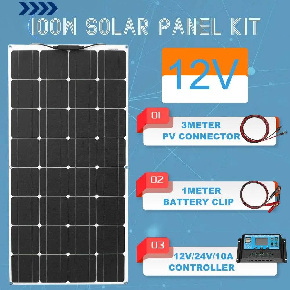 Solar Panel Flexible Monocrystalline 100/200/300/400 W For 12/24V Battery Charger - 54Grid - Renewable Energy Store