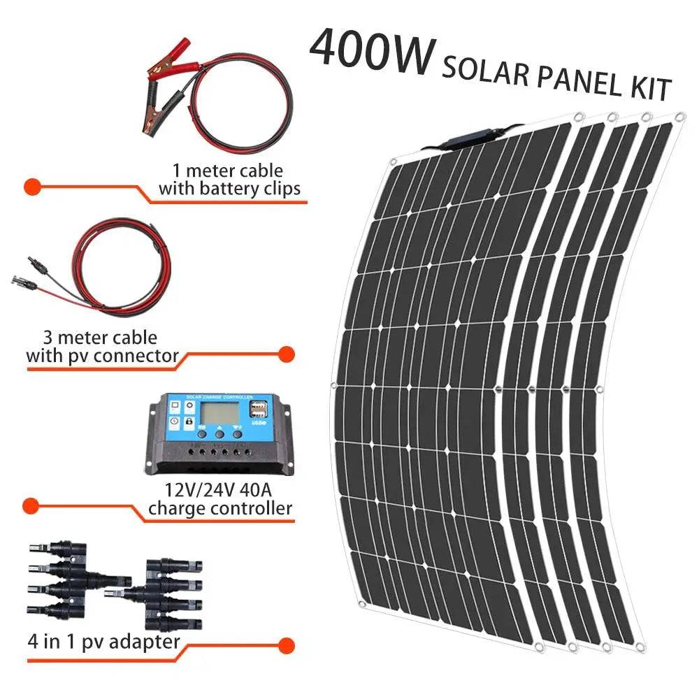 Solar Panel Kit Complete 400/300/200/100 Watts Flexible Solar 12V - 54Grid - Renewable Energy Store