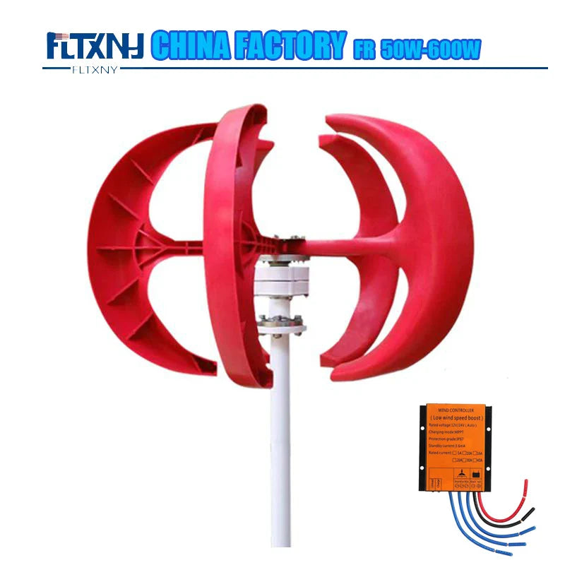 Wind Turbine Power 500w Vertical Windmills Generator 12v/24v With MPPT Charge Regulator Quite And Efficient For Home Use by 54Grid - Renewable Energy Store