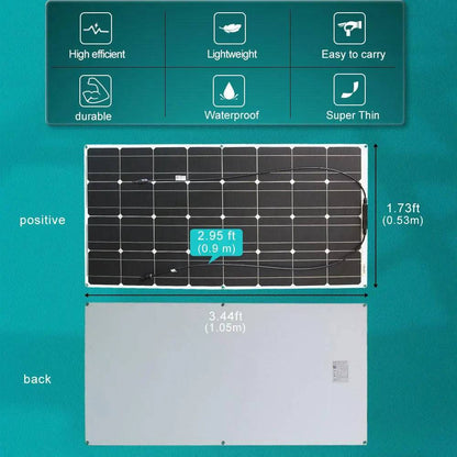 Solar Panel Solarny 100w 12v 200W 300W 100W  Pet Charger System Kit - 54Grid - Renewable Energy Store