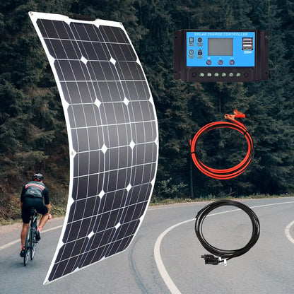 100w 200w 300w 400w Flexible Solar Panel High Efficiency 23% PWM Controller for RV/Boat/Car/Home 12V/24V Battery Charger - 54Grid - Renewable Energy Store