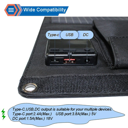Solar Panel Charger Upgraded 28W 21W 14W Portable  Double USB 5V 18V DC Camping Foldable Solar Panel For Phone Charge Power Bank - 54Grid - Renewable Energy Store