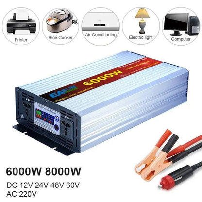 Pure Sine Wave Inverter 6000W 8000w Power Inverter Converte With LED Display DC 12V/24V/48V/60v To AC 110V 220V - 54Grid - Renewable Energy Store