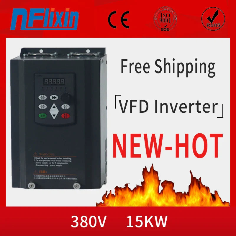 15KW 380V 3Phase Input 32A Frequency Inverter Triphase 3 Phase Output VFD Frequency Converter Motor Speed Controller 50/60Hz by 54Grid - Renewable Energy Store