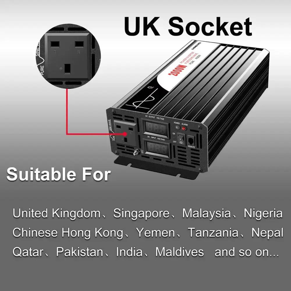 5000W (remote control) pure sine wave solar power inverter DC 12V 24V 48V to AC 110V  220V digital display - 54Grid - Renewable Energy Store