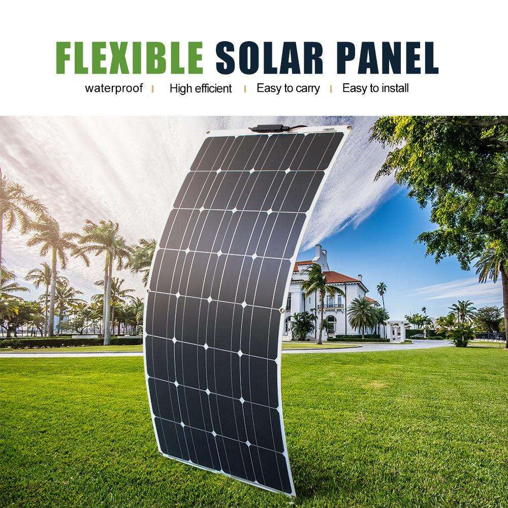 Solar Panel Black Monocrystalline Cell ETFE PET 300w 200w 100w Flexible 12V 24V Battery Charger 1000w Home Complete System Kit - 54Grid - Renewable Energy Store