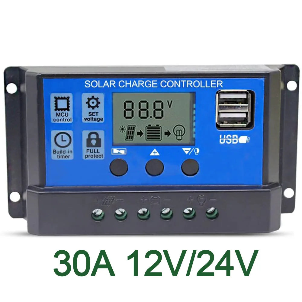 Solar Panel kit Accessories 10a 20a 30a 40a 50a 60a PWM Controller 12v 100w Flexible Module Cable Battery - 54Grid - Renewable Energy Store