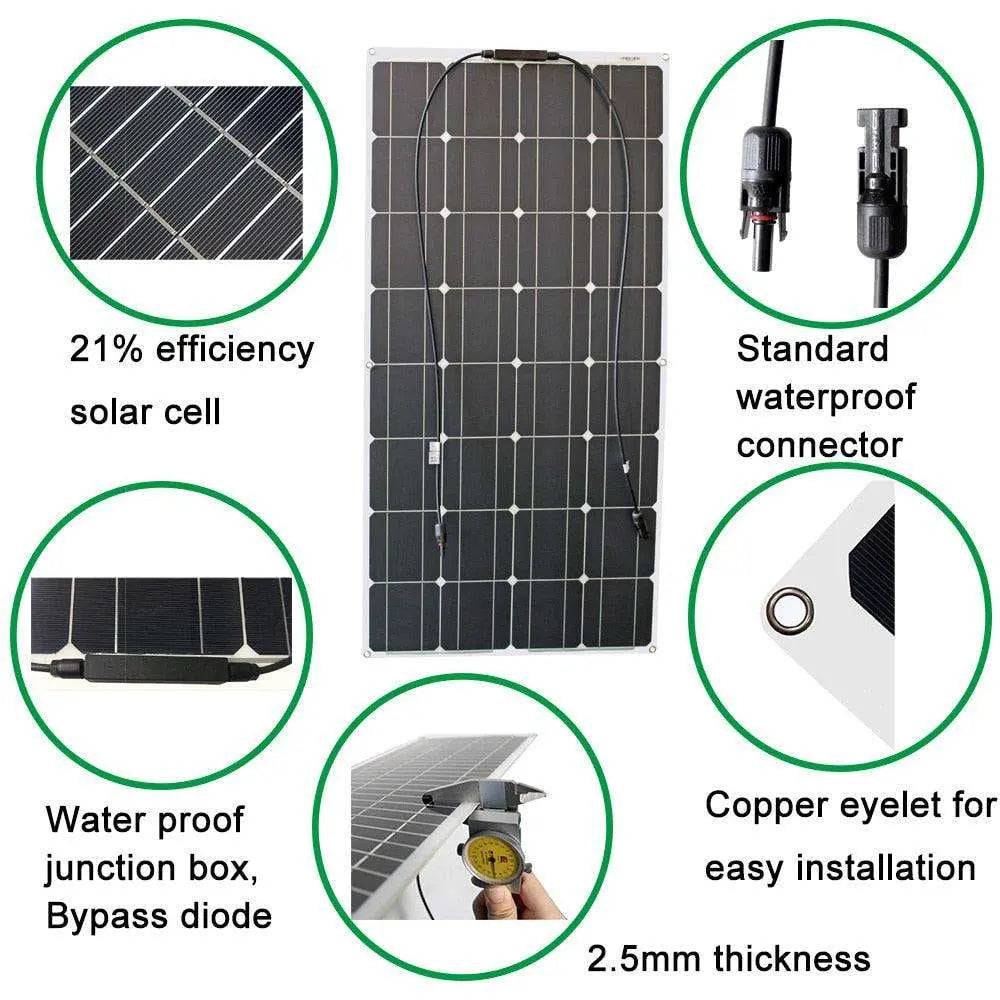 Solar Panel flexible 12/24 V 100 W monocrystalline  battery charger - 54Grid - Renewable Energy Store