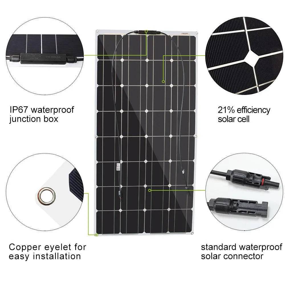 Solar Panel Mono Flexible 200W 100W  10A/20A 12/24V - 54Grid - Renewable Energy Store