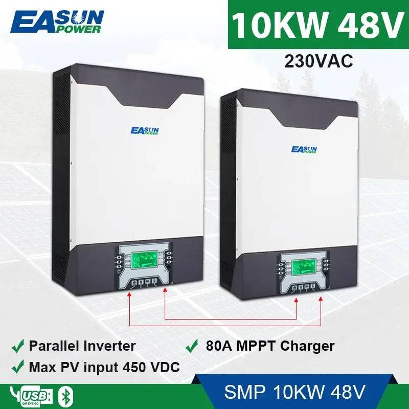 Hybrid Solar Inverter 10KW 80A MPPT Charger PV Input 500VDC  Pure Sine Wave 10000W 48V 230VAC  1&amp;3 Phasen Inverter - 54Grid - Renewable Energy Store