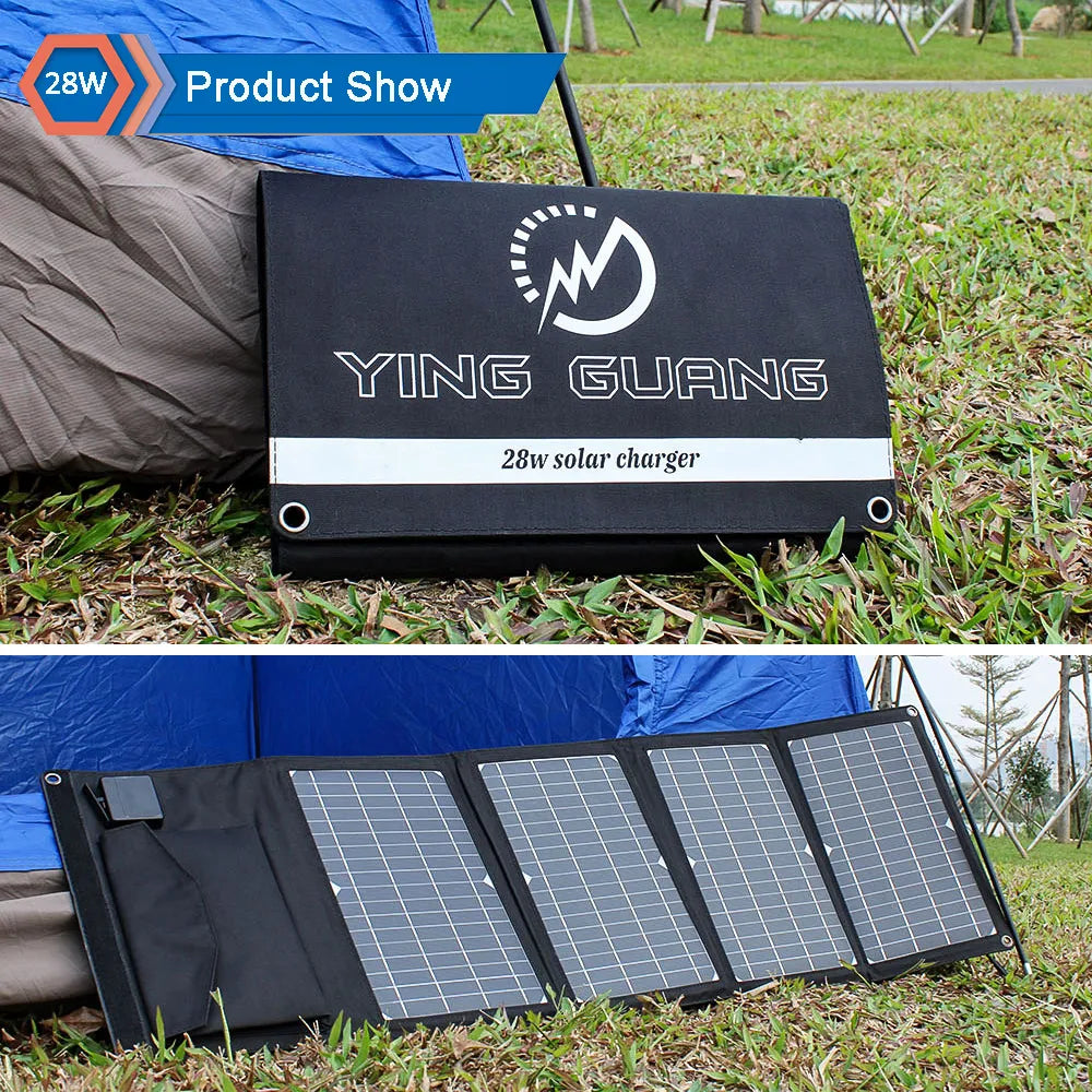 Solar Panel Charger Upgraded 28W 21W 14W Portable  Double USB 5V 18V DC Camping Foldable Solar Panel For Phone Charge Power Bank 54Grid - Renewable Energy Store