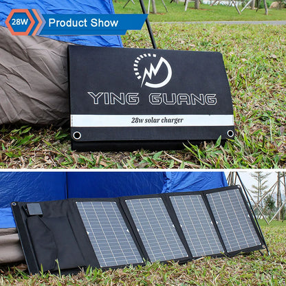 Solar Panel Charger Upgraded 28W 21W 14W Portable  Double USB 5V 18V DC Camping Foldable Solar Panel For Phone Charge Power Bank 54Grid - Renewable Energy Store