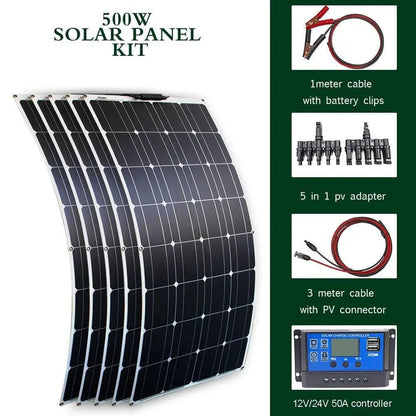 Solar Panel Solar Energy Systems Portable 500/300/200 W Power Flexible  12/24 V Complete Charger Kit  Home - 54Grid - Renewable Energy Store